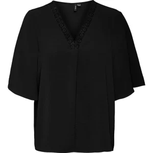 Vmalva 2/4 Lace Top Wvn Ga - Zwart