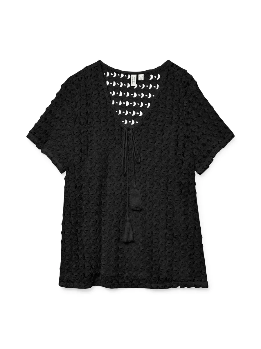 Vmdylie S/s V-neck Top Wvn Btq Ga - Zwart - Afbeelding 2