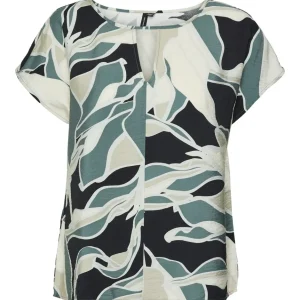 Vmbeline Beqa Ss Top Wvn Ga - Zwart Dessin