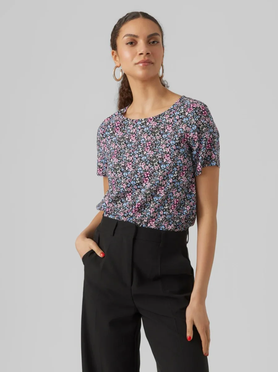 Vmeasy Ss Top R1 Wvn Ga - Zwart Dessin - Afbeelding 3