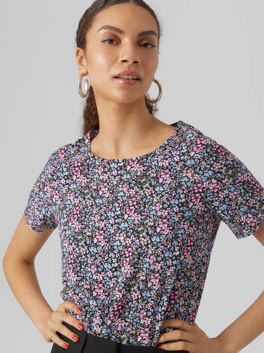 Vmeasy Ss Top R1 Wvn Ga - Zwart Dessin - Afbeelding 5