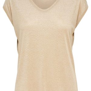 Onlsilvery S/s V Neck Lurex Top Jrs - Goudkleurig
