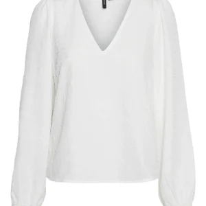 Vmmali Ls V-neck Top Wvn - Wit