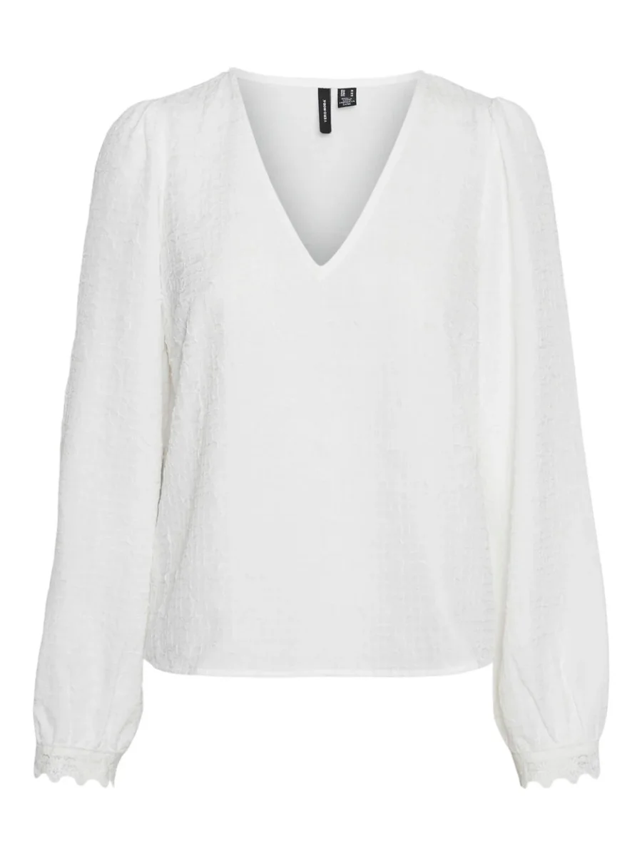 Vmmali Ls V-neck Top Wvn - Wit - Afbeelding 2