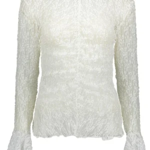 Jdylala Ls High Neck Lace Top - Off-white
