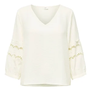 Jdyhannah Life 3/4 Lace Top Wvn - Ecru