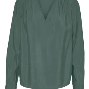 Vmlena Ls Pleat Top Wvn Noos - Olijf