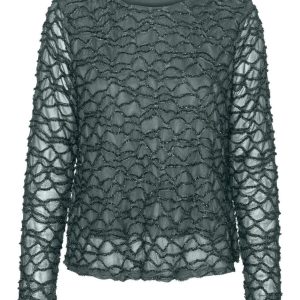 Vmelga Ls Short Boatneck Glitter To - Donkergroen