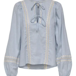 Onlmonica Ane Life Ls Emb Top Wvn - Lichtblauw