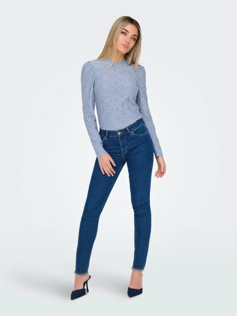 Onlsmilla Life L/s Puff Top Jrs - Lichtblauw - Afbeelding 4