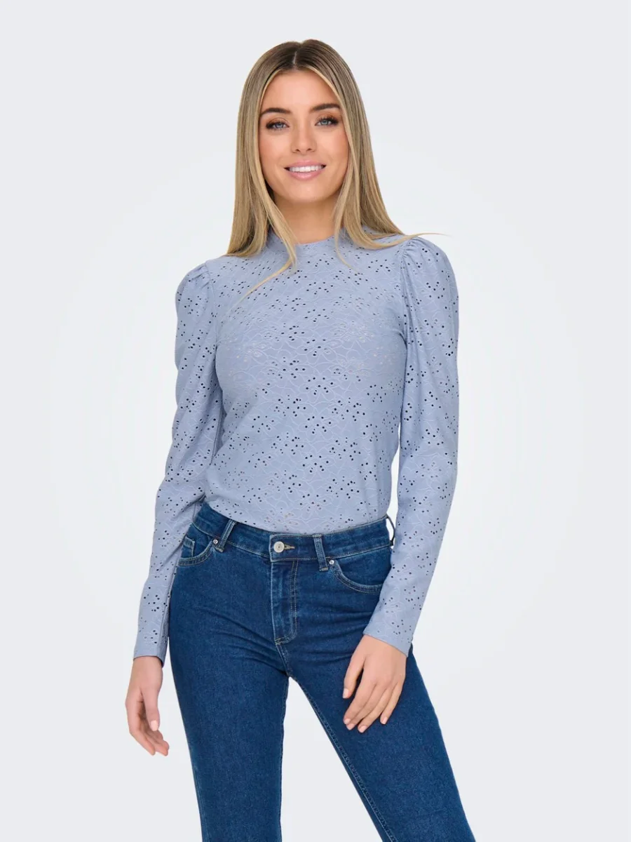 Onlsmilla Life L/s Puff Top Jrs - Lichtblauw - Afbeelding 6