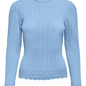 Onlsandy Ls Struc Puff Highneck Cc Knt - Lichtblauw