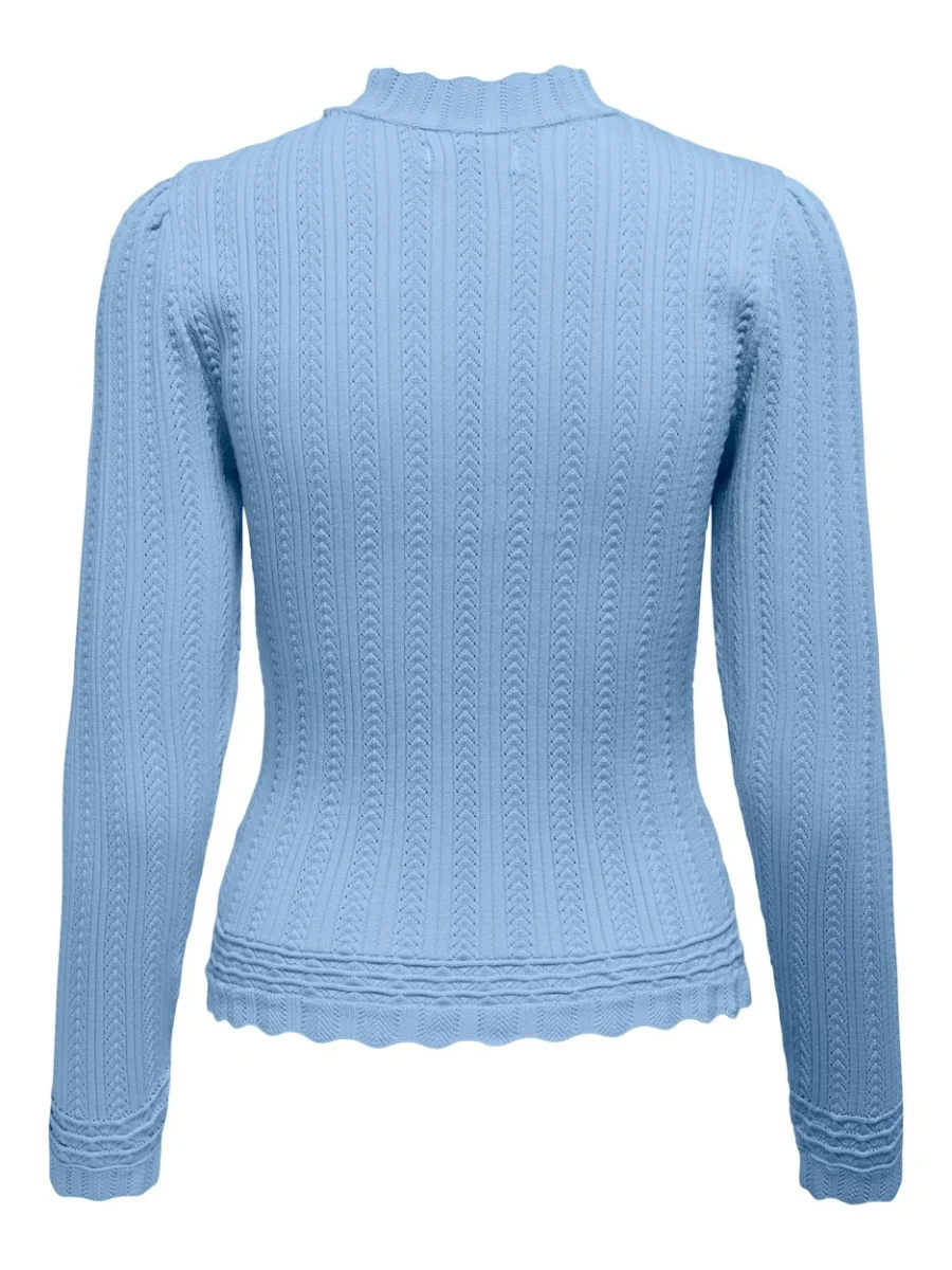 Onlsandy Ls Struc Puff Highneck Cc Knt - Lichtblauw - Afbeelding 3