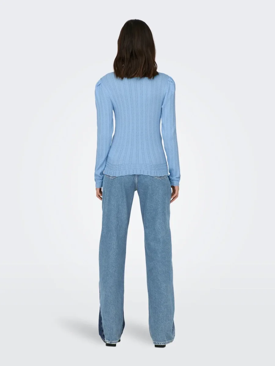 Onlsandy Ls Struc Puff Highneck Cc Knt - Lichtblauw - Afbeelding 5