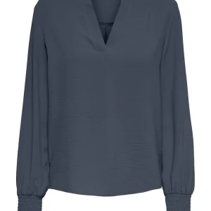 Onlmette V-neck Ls Smock Top Noos Wvn - Rafblauw