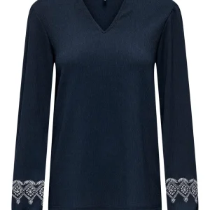 Onlnanna L/s Embroidery Blouse Jrs - Navy