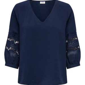 Jdyhannah Life 3/4 Lace Top Wvn - Navy