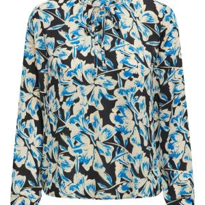 Jdyace L/s Ruffle Top Wvn - Blauw Dessin