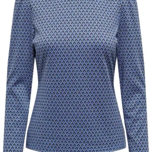 Onlalia L/s High Neck Puff Top Cs J - Blauw Dessin