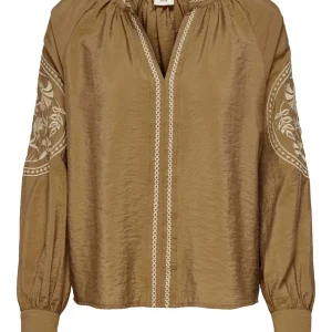 Jdygreta L/s Embroidery Top Wvn - Camel