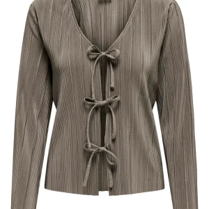 Jdybravo L/s Tie Pleat Top Jrs - Taupe