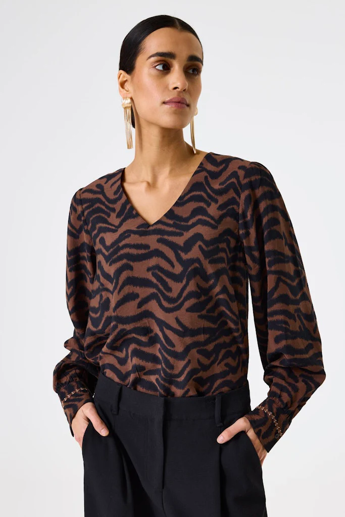 Animal Print Blouse - Bruin Dessin - Afbeelding 4