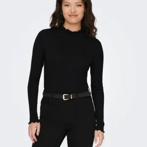 Jdyfransiska L/s Highneck Top Jrs N - Zwart