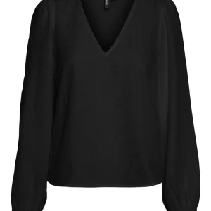 Vmmali Ls V-neck Top Wvn - Zwart