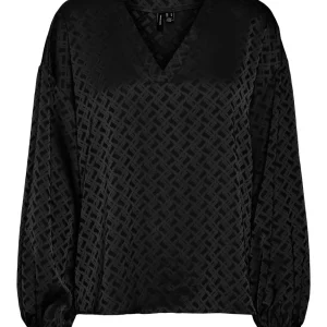 Vmelisa 3/4 V-neck Top Wvn Btq - Zwart