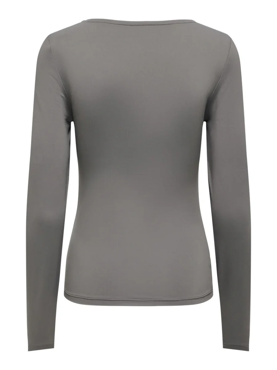 Onlea L/s Deep Neck Top Jrs Noos - Steel - Afbeelding 3