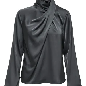 Jdyrocky L/s High Neck Top Wvn - Antraciet