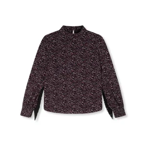 Alvera Ladies Woven Flowy Dots Blouse - Zwart Dessin