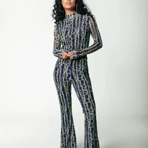 Neyo Tie Dye Stripes Mesh Top - Multicolor