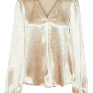 Vmrosanna L/s V-neck Top Wvn Btq - Goudkleurig