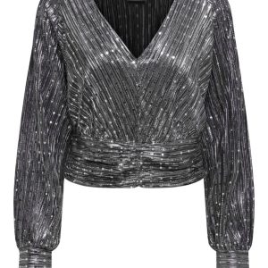 Jdydidi L/s Glitter Top Jrs - Zilverkleurig