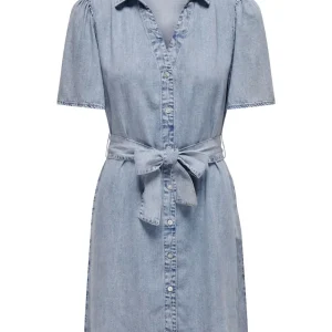 Onlhelena Ss Belted Dnm Dress Qyt - Blue Denim