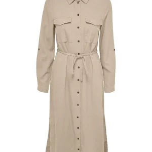 Onlcaro Ls Linen Shirt Dress Cc Pnt - Zand