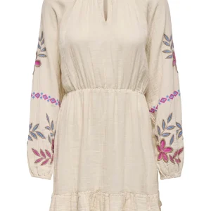 Onlblake Life Ls Emb Dress Wvn - Beige