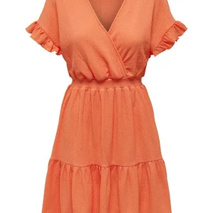 Jdyclaude S/s Wrap Dress Jrs - Oranje