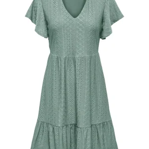 Onlsandra S/s V-neck Dress Jrs Noos - Olijf