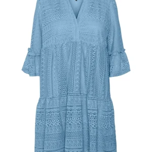 Vmhoney Lace 3/4 V-neck Tunic Wvn - Lichtblauw