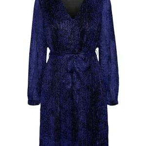 Vmnala L/s V-neck Abk Dress Wvn Btq - Blauw Dessin
