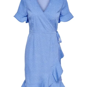 Onlolivia S/s Wrap Dress Wvn Noos - Blauw Dessin