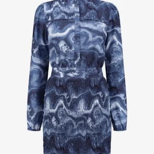 Veronica Marble Dress - Blauw Dessin