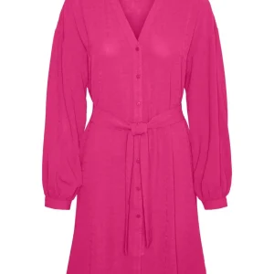 Vmcharlotte L/s V-neck Abk Dress Wv - Fuchsia
