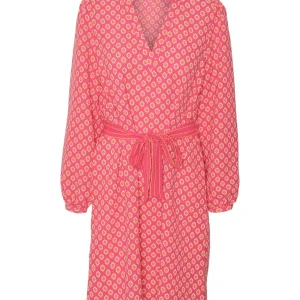 Vmimoa L/s V-neck Abk Dress Wvn Btq - Roze Dessin