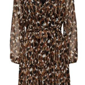 Onlluna L/s V-neck Button Dress Cs - Bruin Dessin