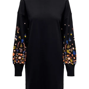 Onlbrooke Ls Short Dress Flower Swt Noos - Zwart