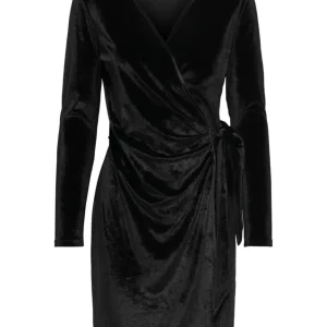 Jdysandy L/s Velvet Wrap Dress Jrs - Zwart