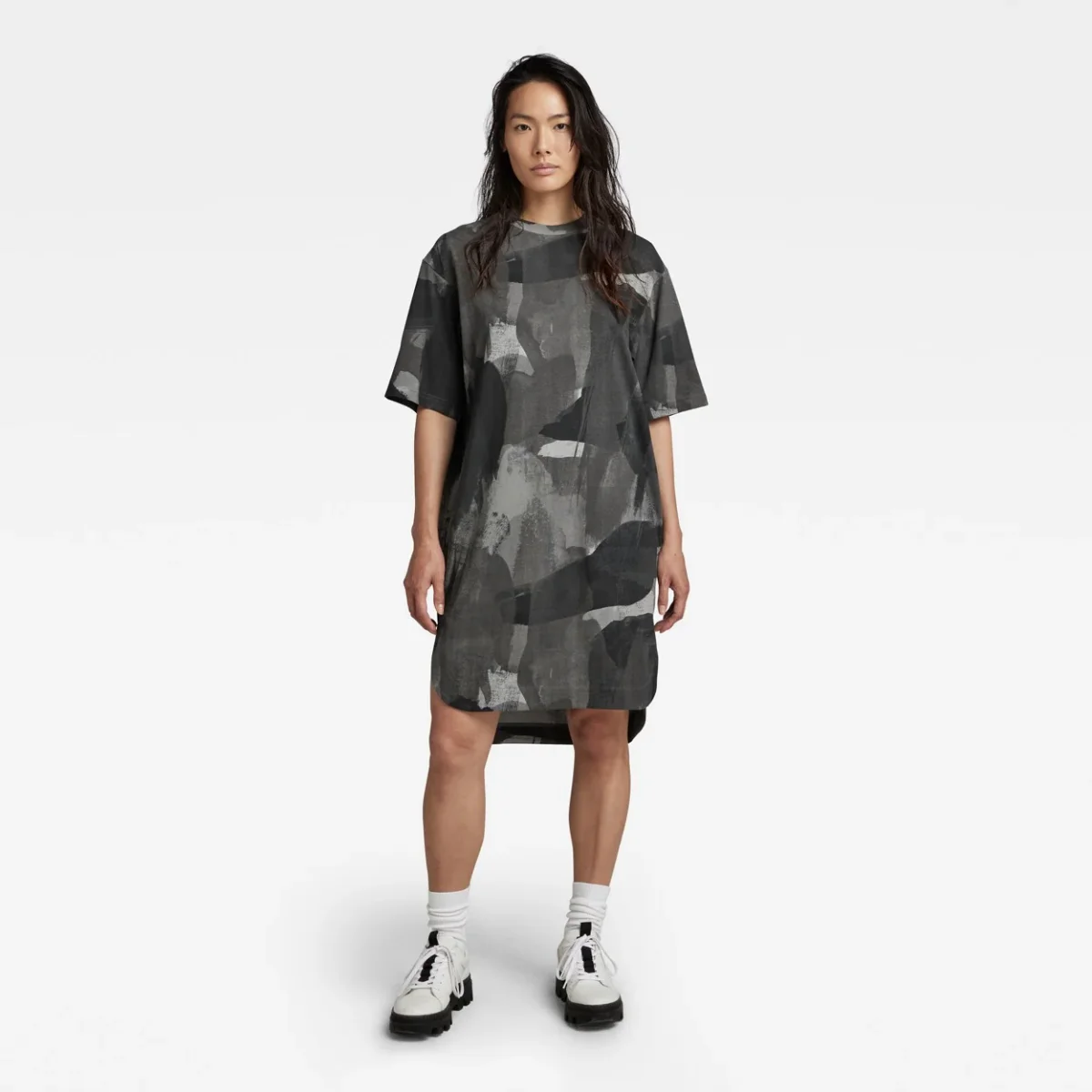 Boxy U Tee Ao Dress Ss Wmn - Grijs Dessin - Afbeelding 3